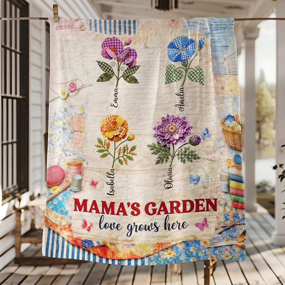 Custom Name Grandma's Garden Love Grows Here Blanket - Personalized Birth Flower Mother’s Day Gift CH07 911194 - Image 2