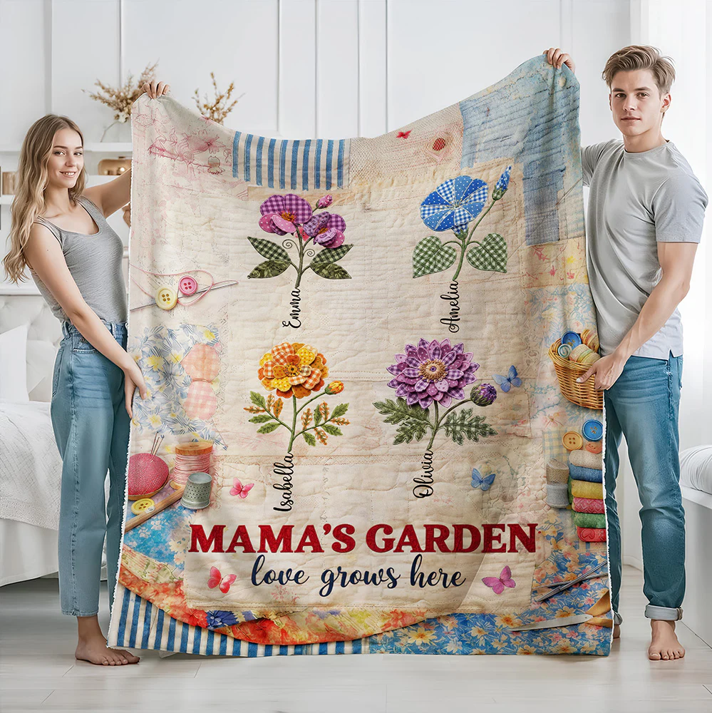 Custom Name Grandma's Garden Love Grows Here Blanket - Personalized Birth Flower Mother’s Day Gift CH07 911194 - Image 4