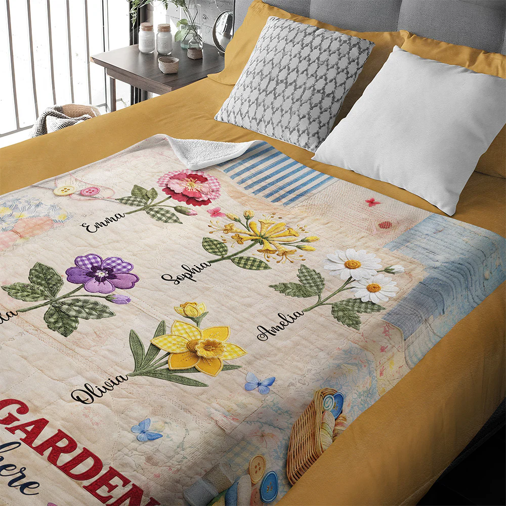Custom Name Grandma's Garden Love Grows Here Blanket - Personalized Birth Flower Mother’s Day Gift CH07 911194 - Image 6