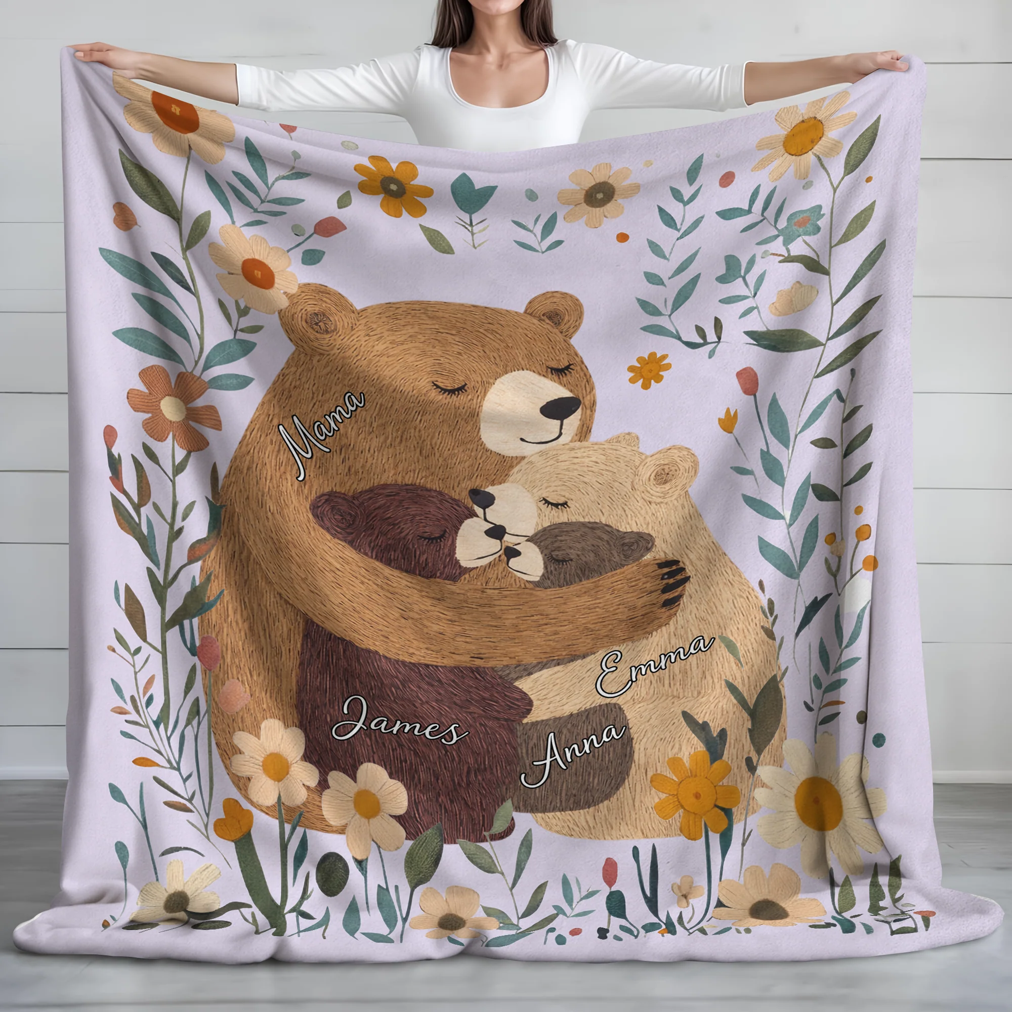 Custom Name Mama Bear Blanket, Mother’s Day Gift for Mom and Kids TH10 898871 - Image 2