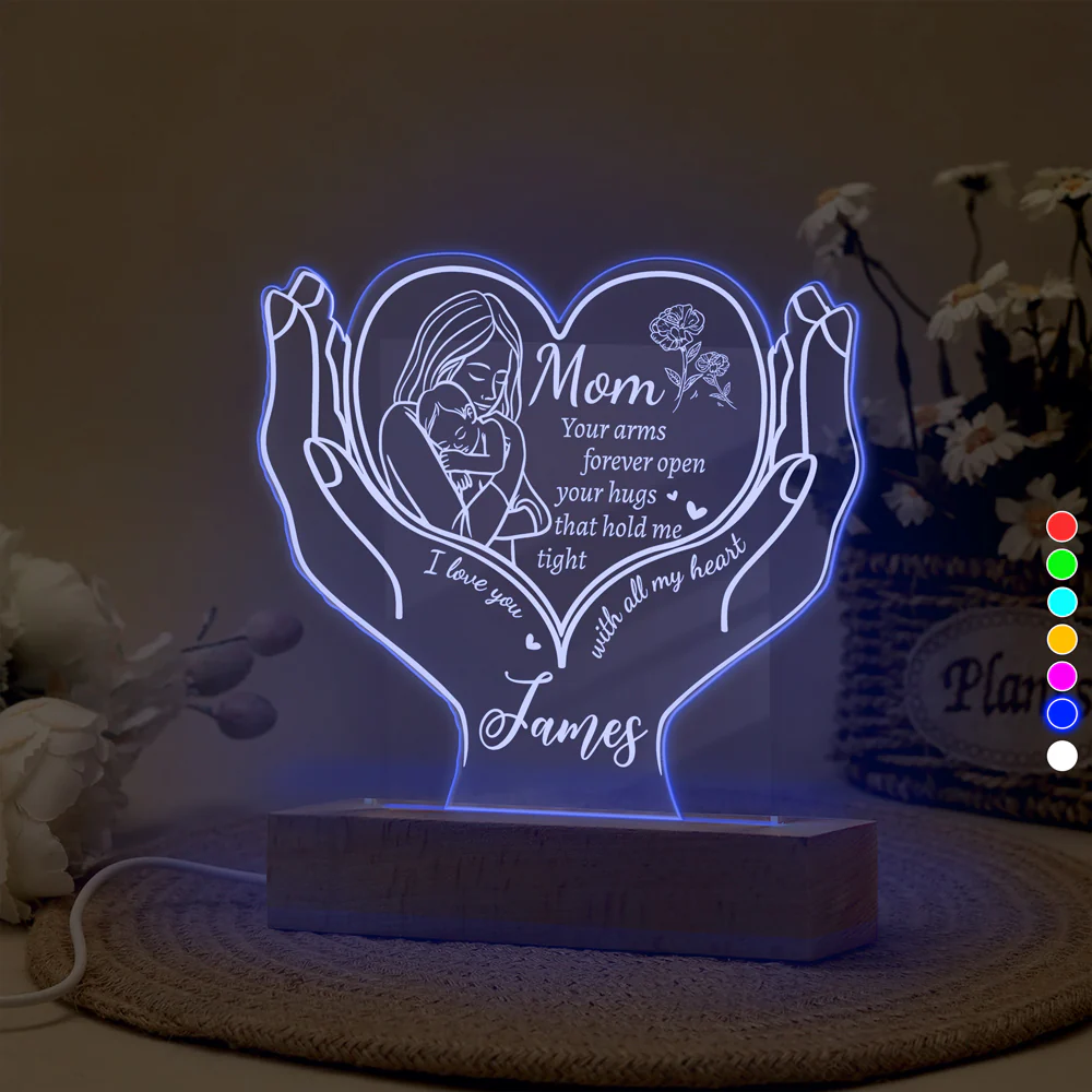 Custom Name Mom Your Arms Forever Open LED Night Light Mother's Day Gift TH10 169067 - Image 7