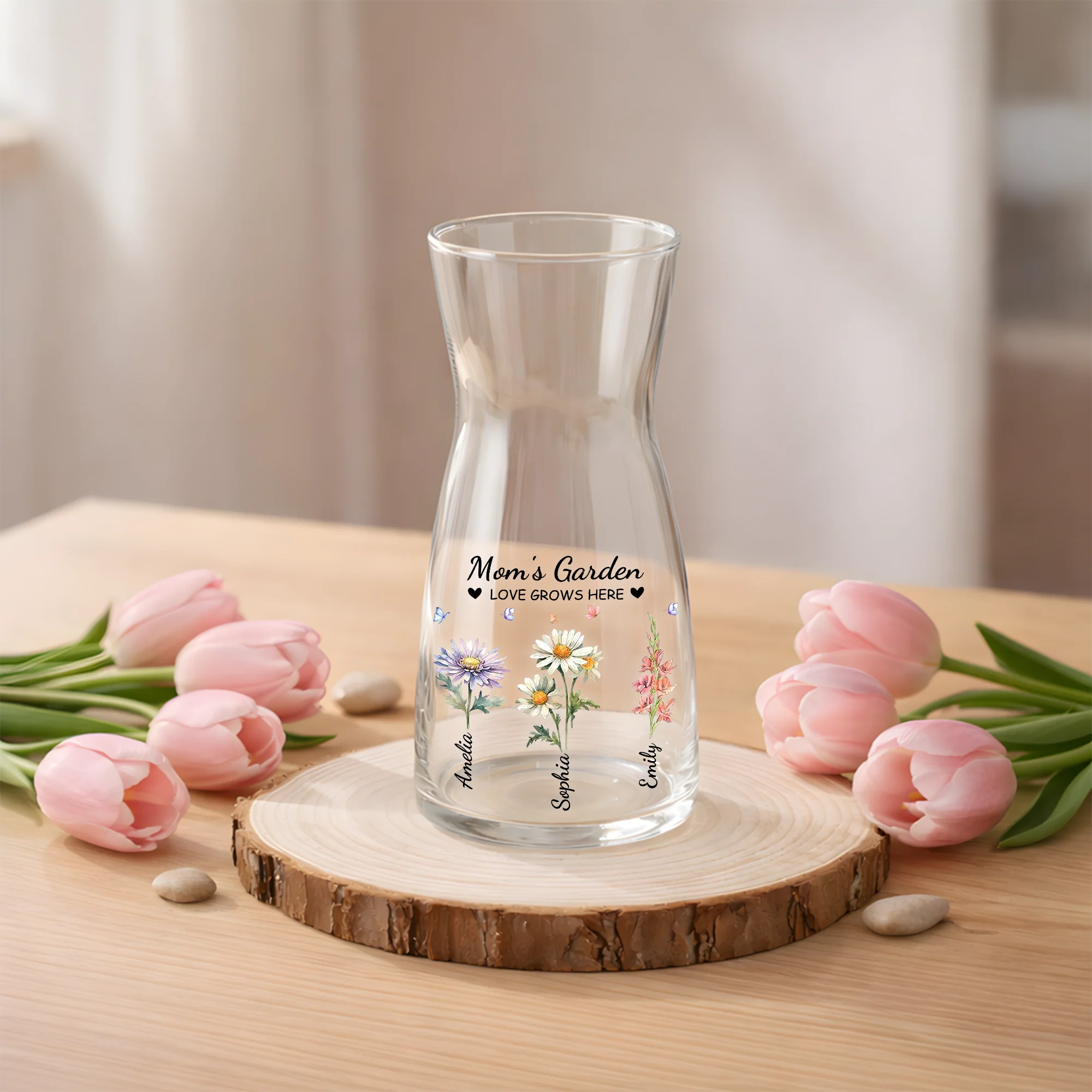 Custom Name Mom's Garden Love Grows Here Glass Vase - Personalized Mother’s Day Gift CH07 911234 - Image 2