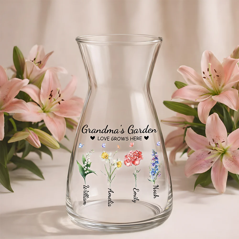 Custom Name Mom's Garden Love Grows Here Glass Vase - Personalized Mother’s Day Gift CH07 911234 - Image 7