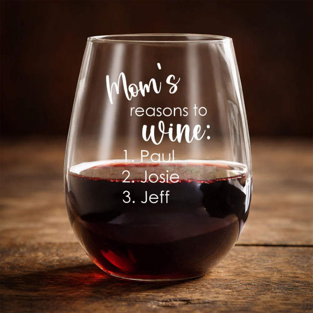 Custom Name Mom's Reasons to Wine Glass - Personalized Gift for Family LM32 899629 - Image 4