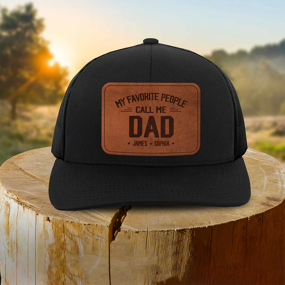 Custom Name My Favorite People Call Me Daddy Leather Patch Hat HO82 902302 - Image 5
