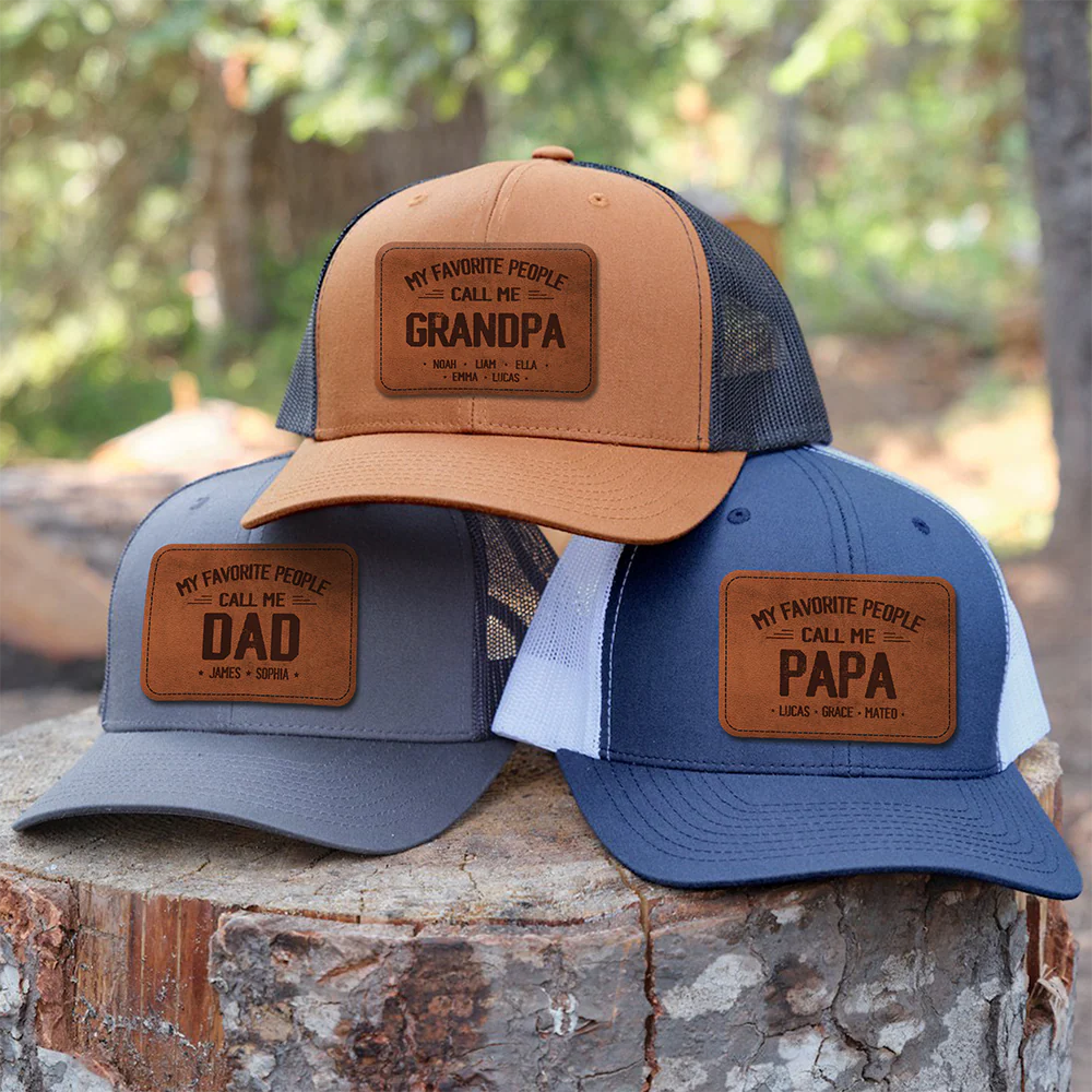 Custom Name My Favorite People Call Me Daddy Leather Patch Hat HO82 902302 - Image 6