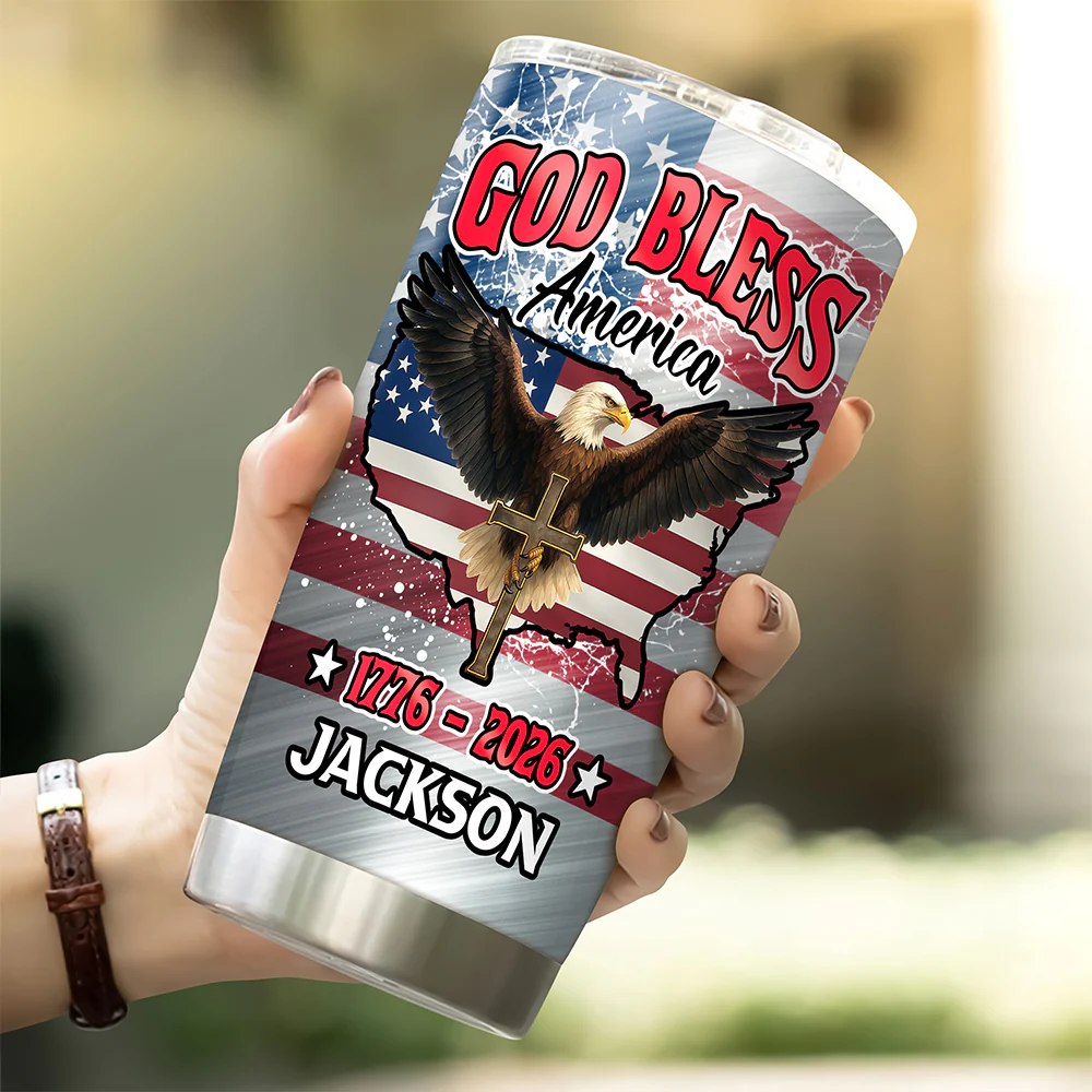 Custom Name Patriotic 250th Anniversary God Bless America Eagle 1776-2026 Fat Tumbler HO82 902254 - Image 6