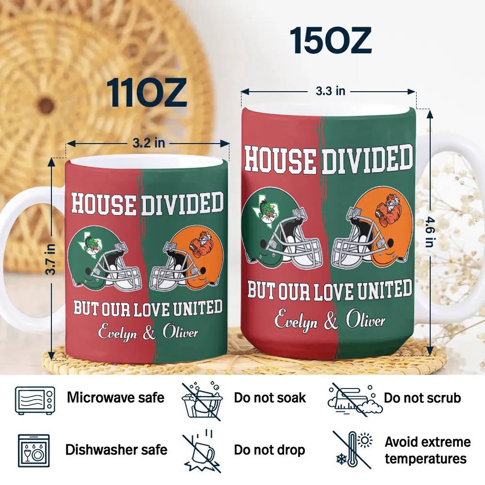 Custom Name Super Bowl House Divided But Our Love United Mug, Gift For Sports Fan Couples LM32 897837 - Image 7
