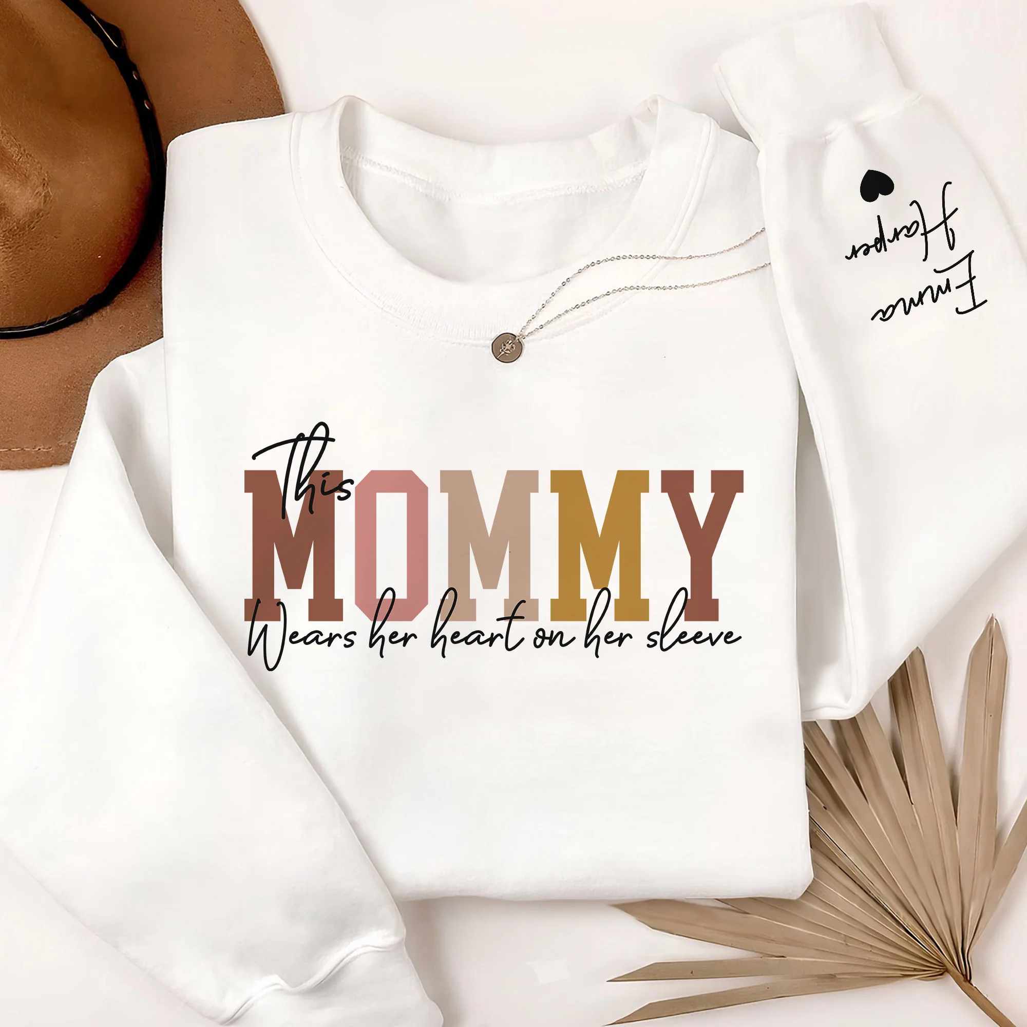 Custom Name This Mama Wears Her Heart On Her Sleeve - Personalized Sleeve Sweatshirt LM32 899091 - Image 3