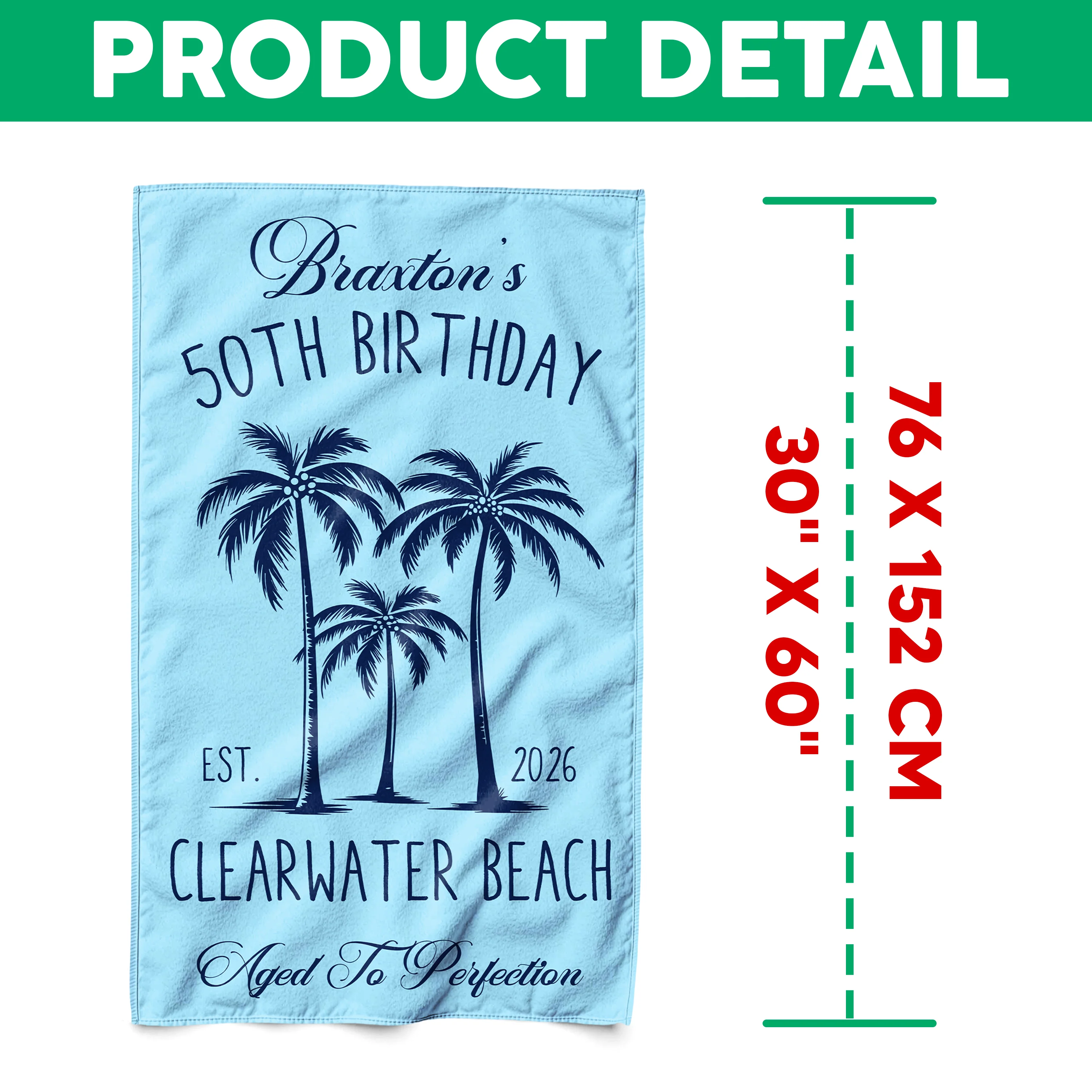 Custom Name Tropical Palm Tree Beach Towel – Personalized Birthday Gift, Summer Vacation Towel LM32 899669 - Image 7