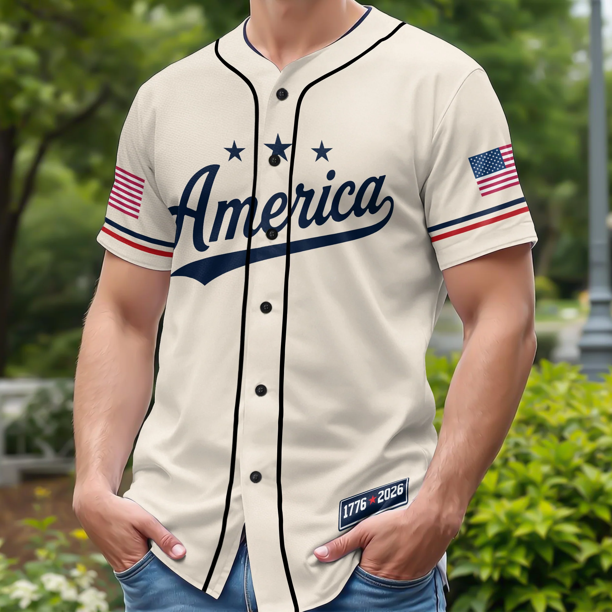 Custom Name US 250 Years of Freedom 1776-2026 America Flag Baseball Jersey TH10 170167 - Image 3