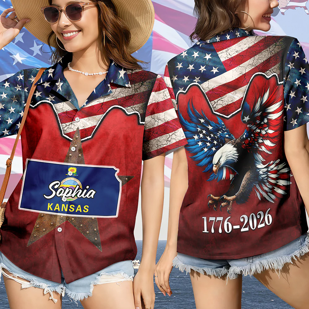 Custom Name US 250th Anniversary 1776-2026 State Flag Hawaii Shirt LM32 668901 - Image 3