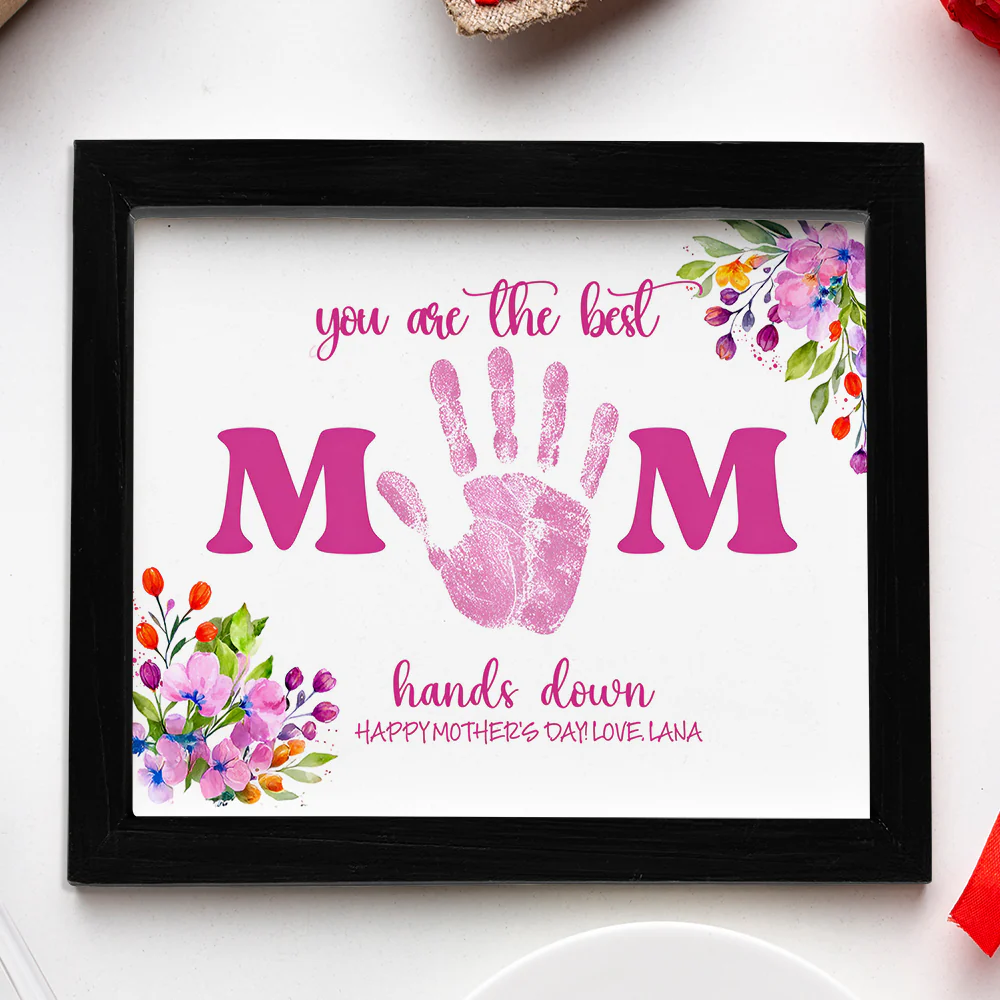 Custom Name You Are The Best Mom Handprint 2-Layered Wooden Plaque With Stand TH10 169011 - Image 5