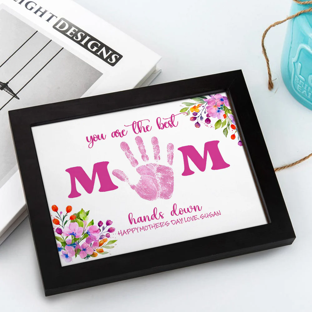 Custom Name You Are The Best Mom Handprint 2-Layered Wooden Plaque With Stand TH10 169011 - Image 7