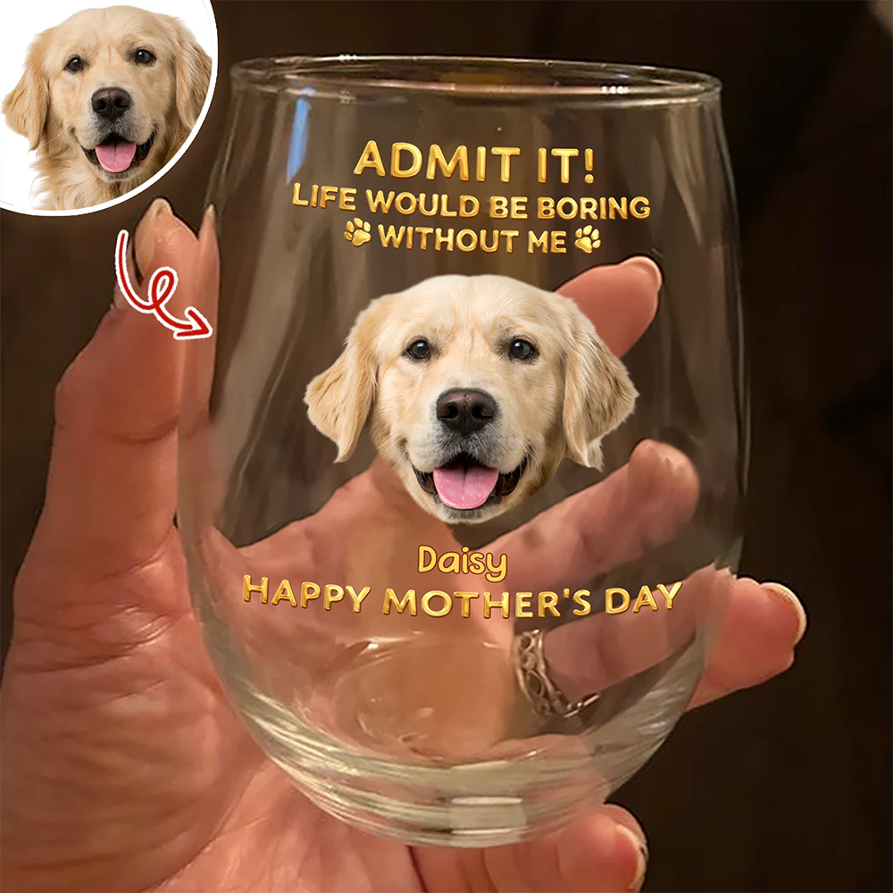 Custom Pet Photo Life Would Be Boring Without Me Photo Wine Glass HA75 920718 - Image 7