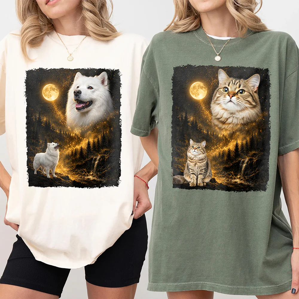 Custom Pet Photo Moon Comfort Shirt - Personalized Pet Lover Gift HO82 902934 - Image 7