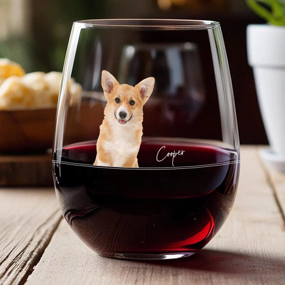 Custom Pet Photo Wine Glass Gift for Pet Lovers TH10 898995 - Image 2