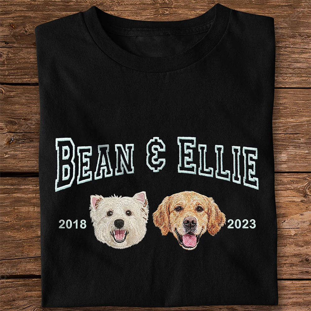 Custom Pet Portrait Embroidered Shirt – Personalized Gift for Dog Lovers, Pet Owners, Dog Moms LM32 899761 - Image 2