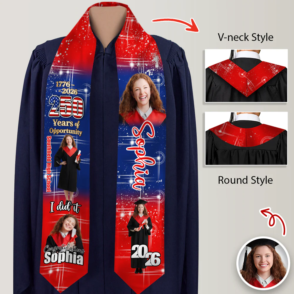 Custom Photo 250 Years Of Opportunity Graduation Celebration Stole TH10 898487 - Image 3