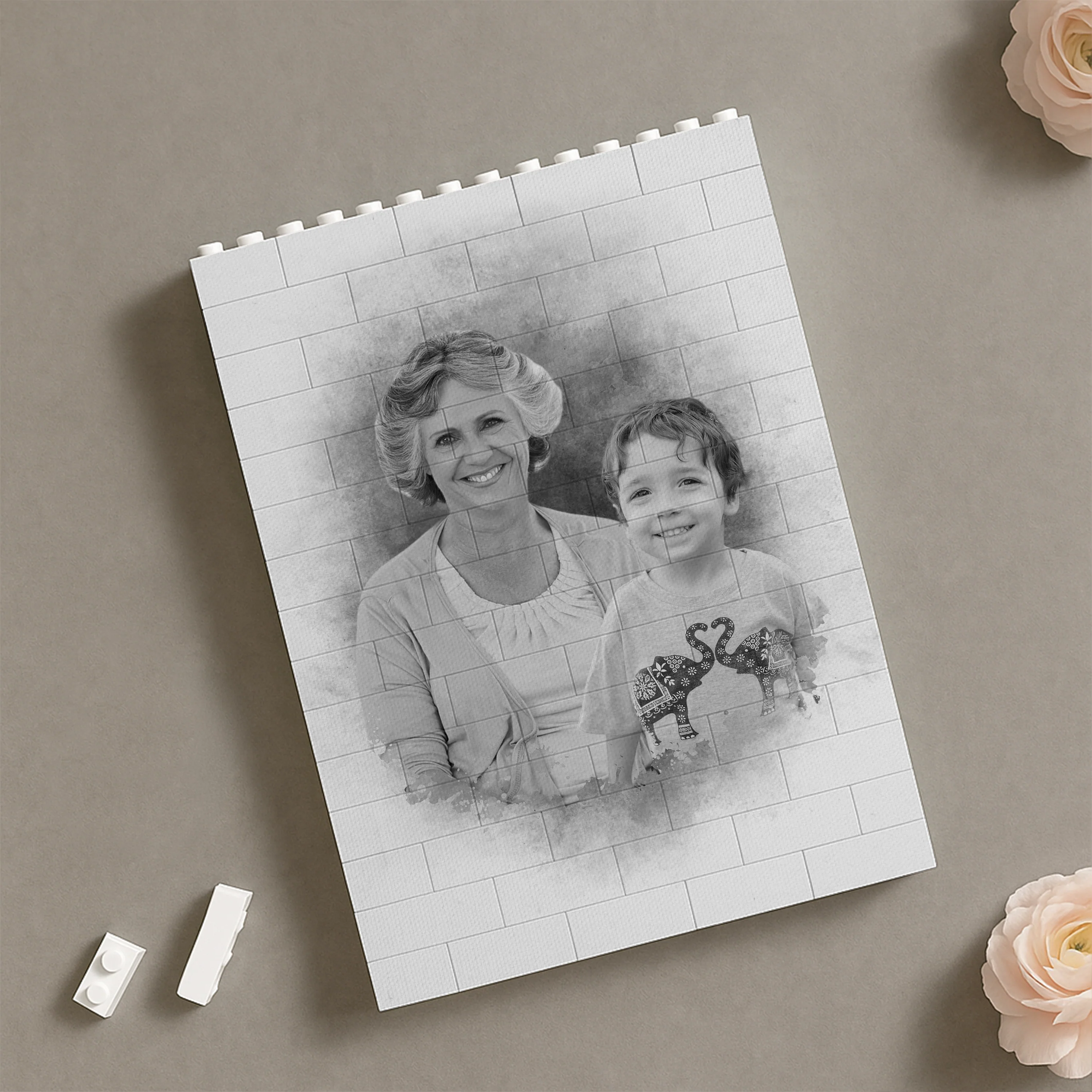 Custom Photo Add Deceased Loved One Memorial Family Building Brick Block HO82 902930