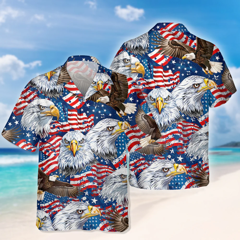Custom Dog, Cat Photo American Eagle Flag Independence Hawaii Shirt LM32 897919 - Image 6