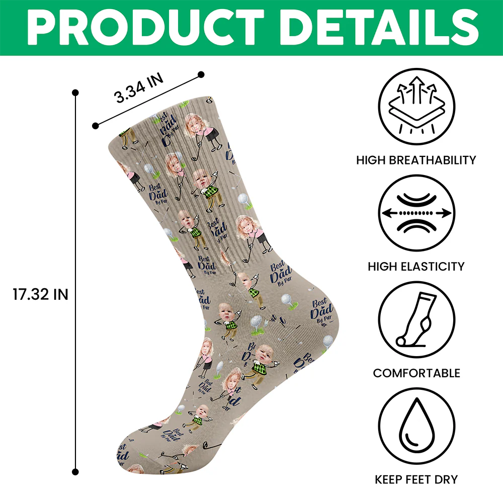 Custom Photo Best Dad By Par Socks - Personalized Gift for Golf Dad LM32 668971 - Image 7