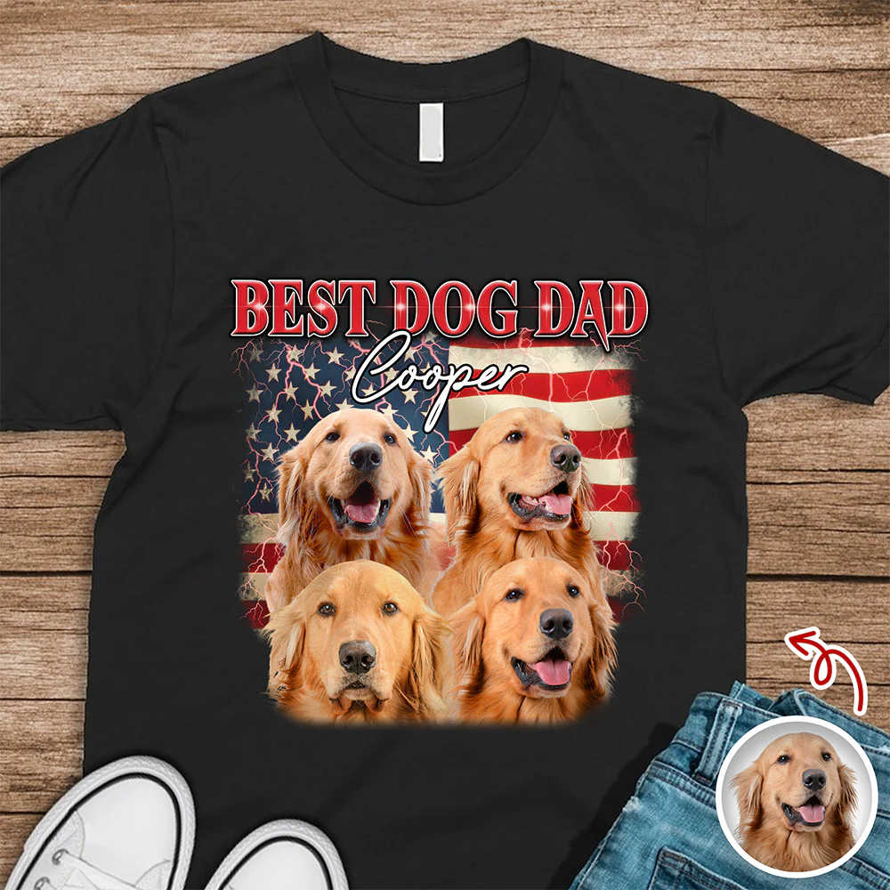 Custom Photo Best Dog Dad, Dog Mom Dark Shirt TH10 898705 - Image 3