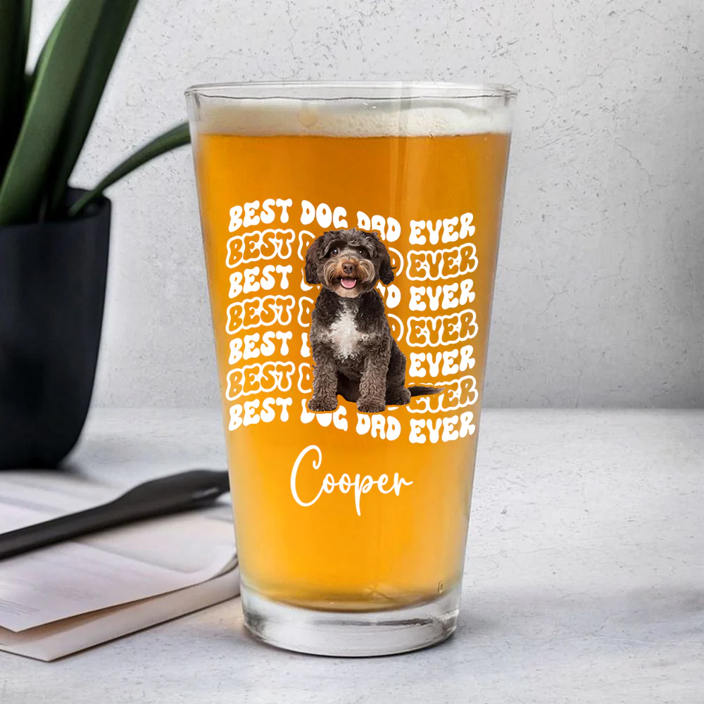 Custom Photo Best Dog Dad Ever Beer Glass - Father’s Day Gift for Dog & Cat Owners HA75 921370 - Image 3