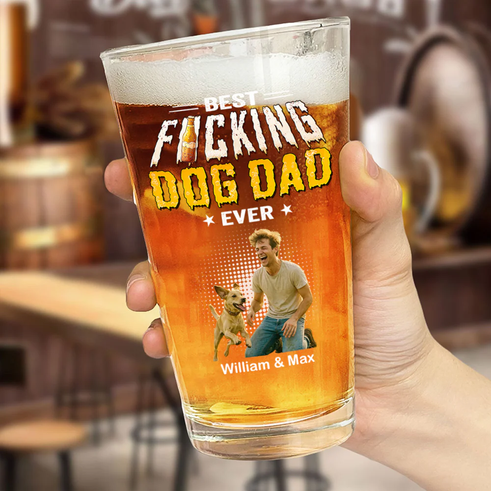 Custom Photo Best Dog Dad Ever Beer Glass - Gift for Father’s Day HO82 902512 - Image 3