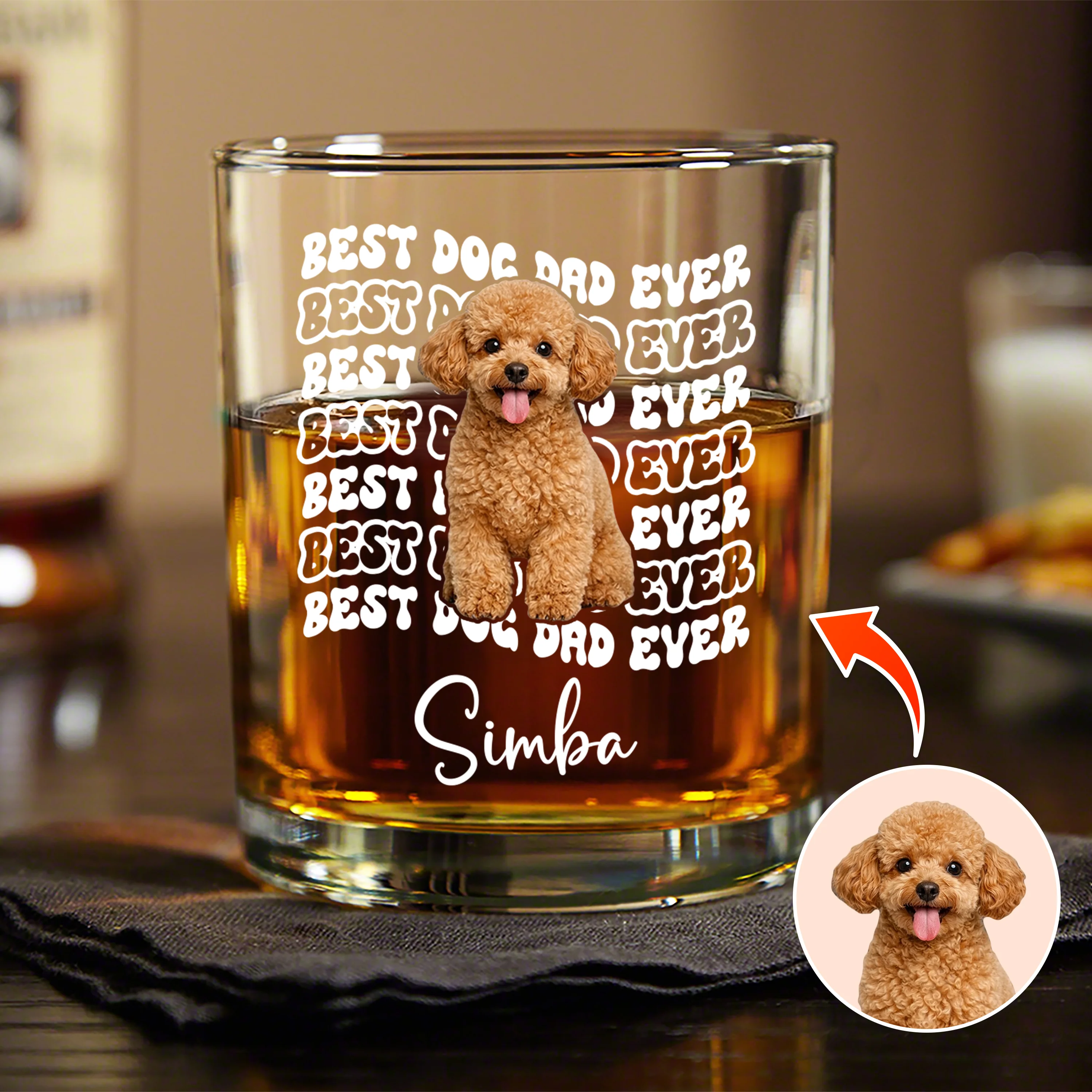 Custom Photo Best Dog Dad Ever Rock Glass - Father’s Day Gift for Dog & Cat Owners HA75 921374