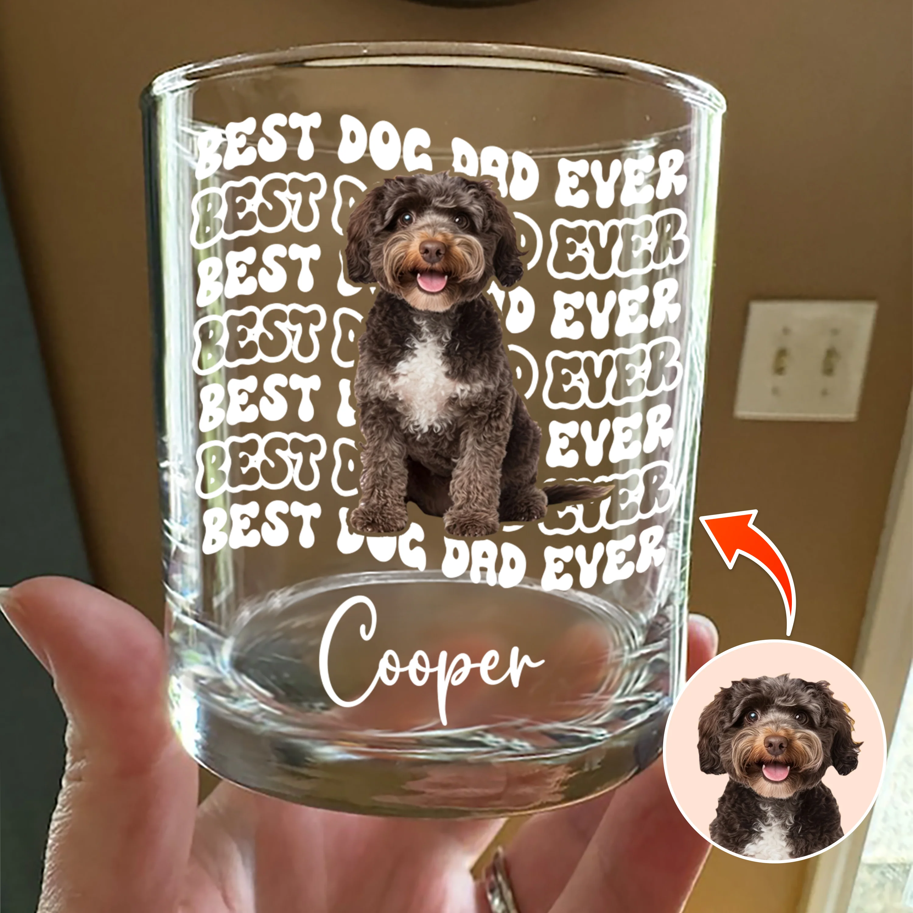 Custom Photo Best Dog Dad Ever Rock Glass - Father’s Day Gift for Dog & Cat Owners HA75 921374 - Image 4