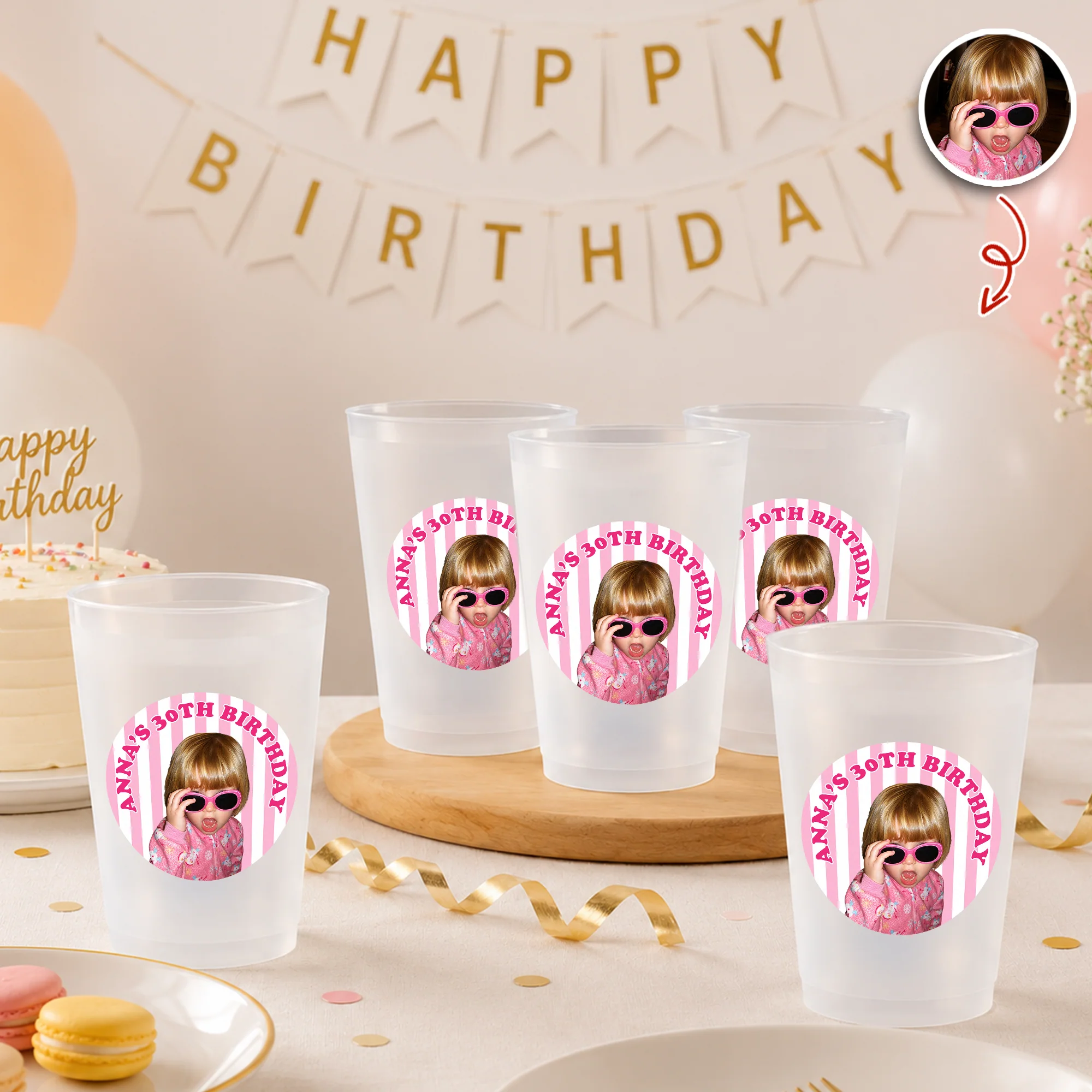Custom Photo Birthday Party Cup - Personalized Birthday Party Decoration HA75 921768 - Image 3
