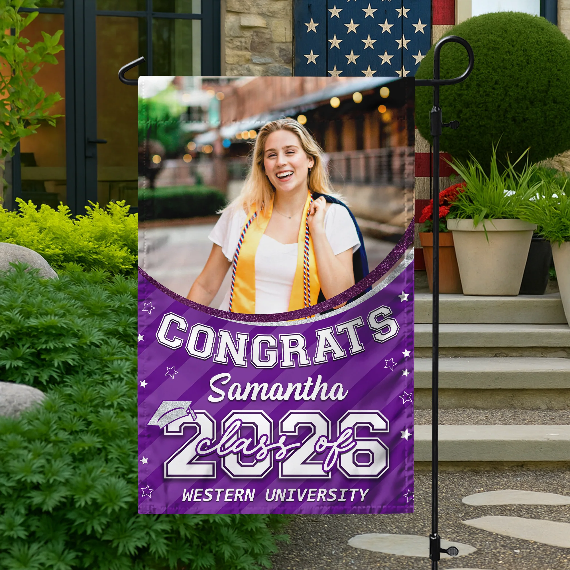Custom Photo Class of 2026 Congrats Graduation Garden Flag HO82 901710 - Image 2