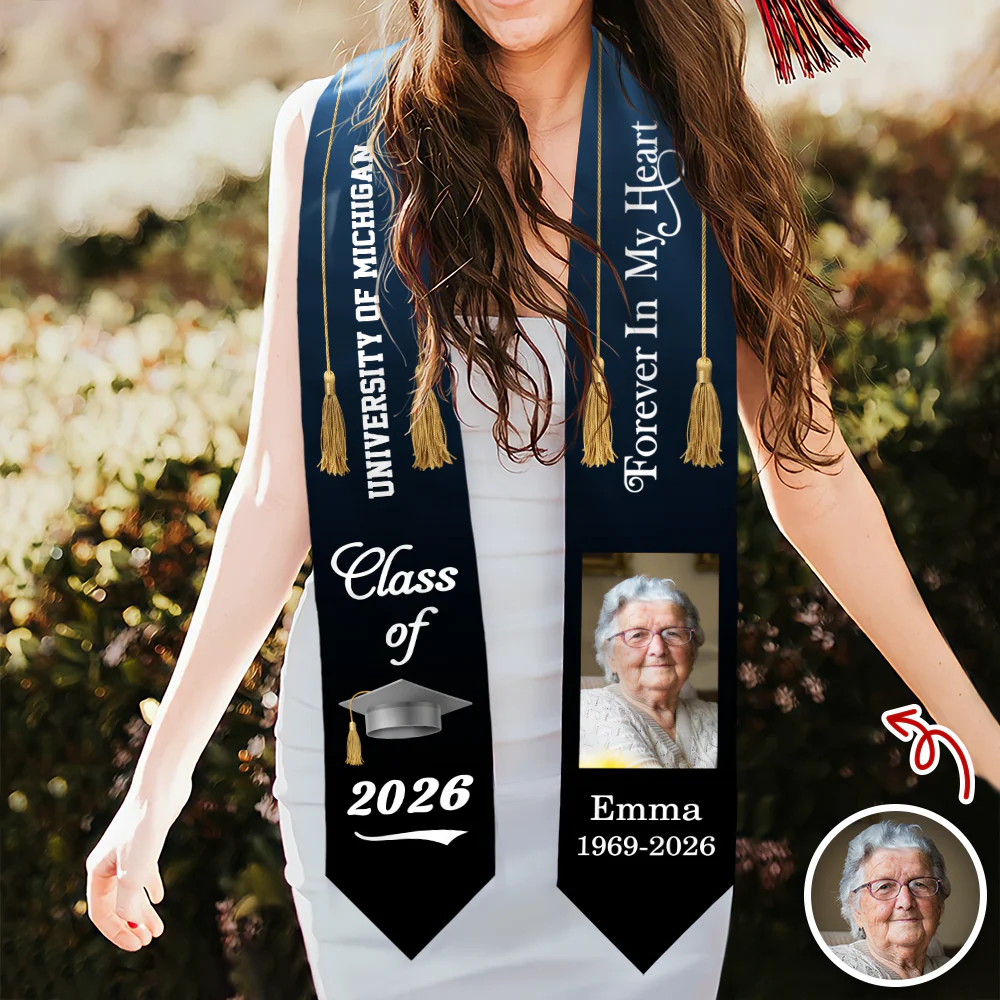 Custom Photo Class Of 2026 Forever In My Heart Memorial Stoles TH10 898813 - Image 2