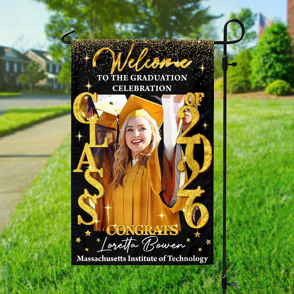 Custom Photo Class Of 2026 Glitter Graduation Garden Flag LM32 899359 - Image 2