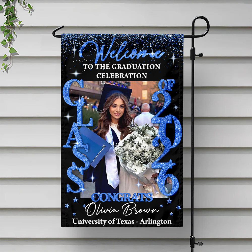Custom Photo Class Of 2026 Glitter Graduation Garden Flag LM32 899359 - Image 3