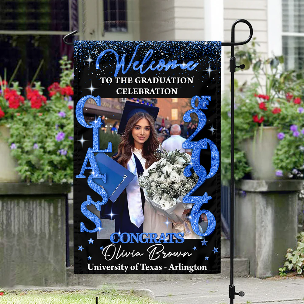 Custom Photo Class Of 2026 Glitter Graduation Garden Flag LM32 899359 - Image 4