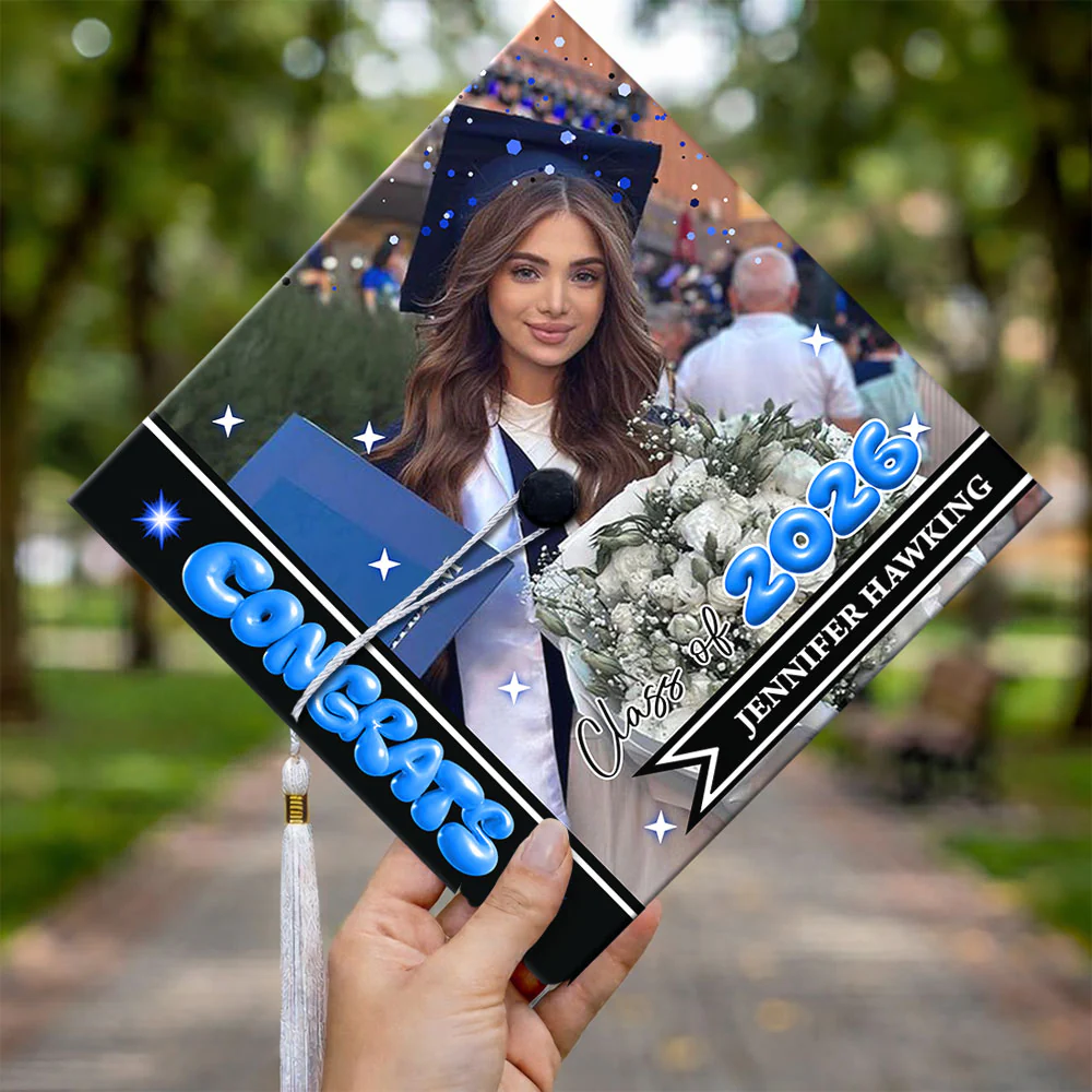 Custom Photo Class of 2026 Graduation Cap Topper, Personalized Congrats Grad Gift LM32 899369 - Image 2