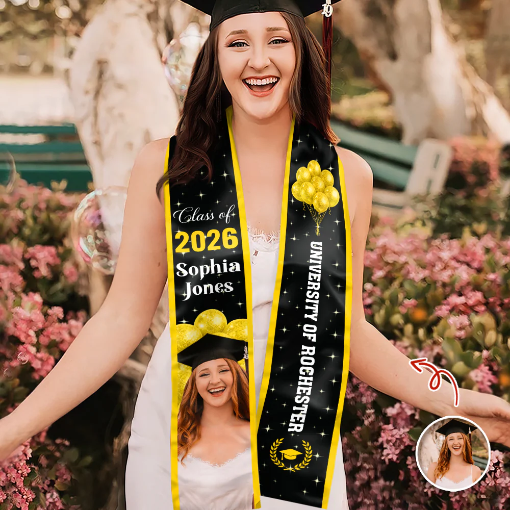 Custom Photo Class of 2026 - Balloon Design Graduation Stoles LM32 899153 - Image 3