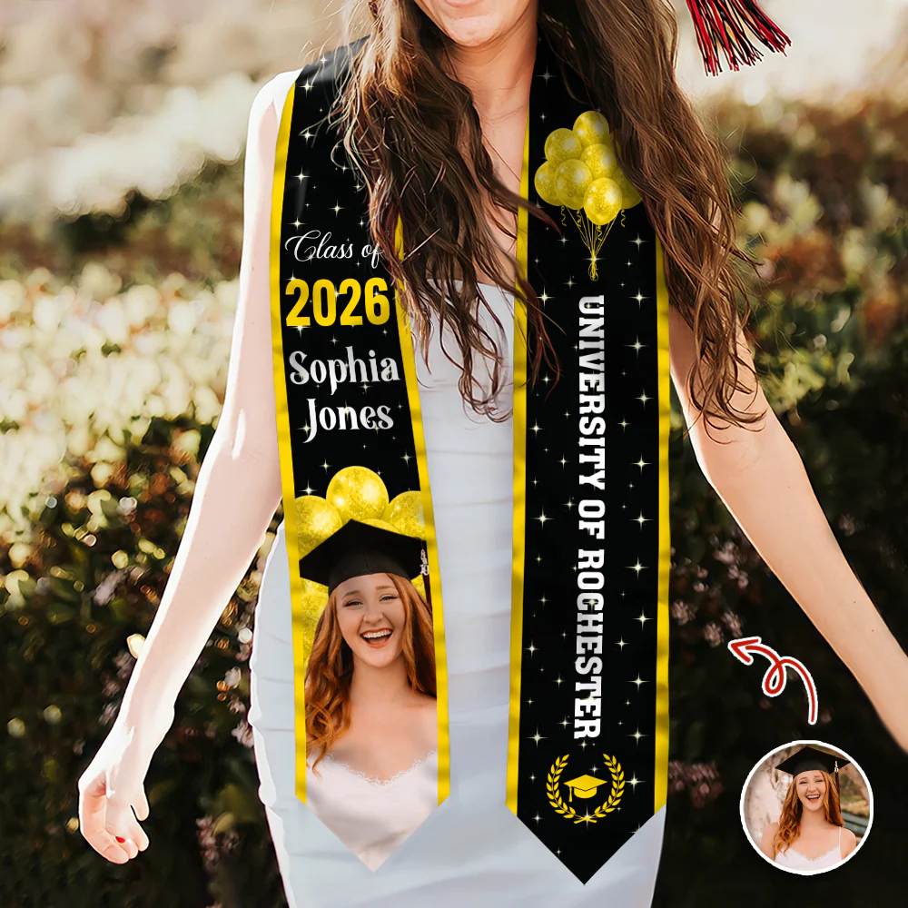 Custom Photo Class of 2026 - Balloon Design Graduation Stoles LM32 899153 - Image 5