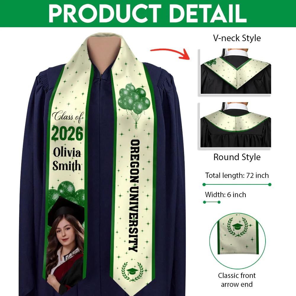 Custom Photo Class of 2026 - Balloon Design Graduation Stoles LM32 899153 - Image 7