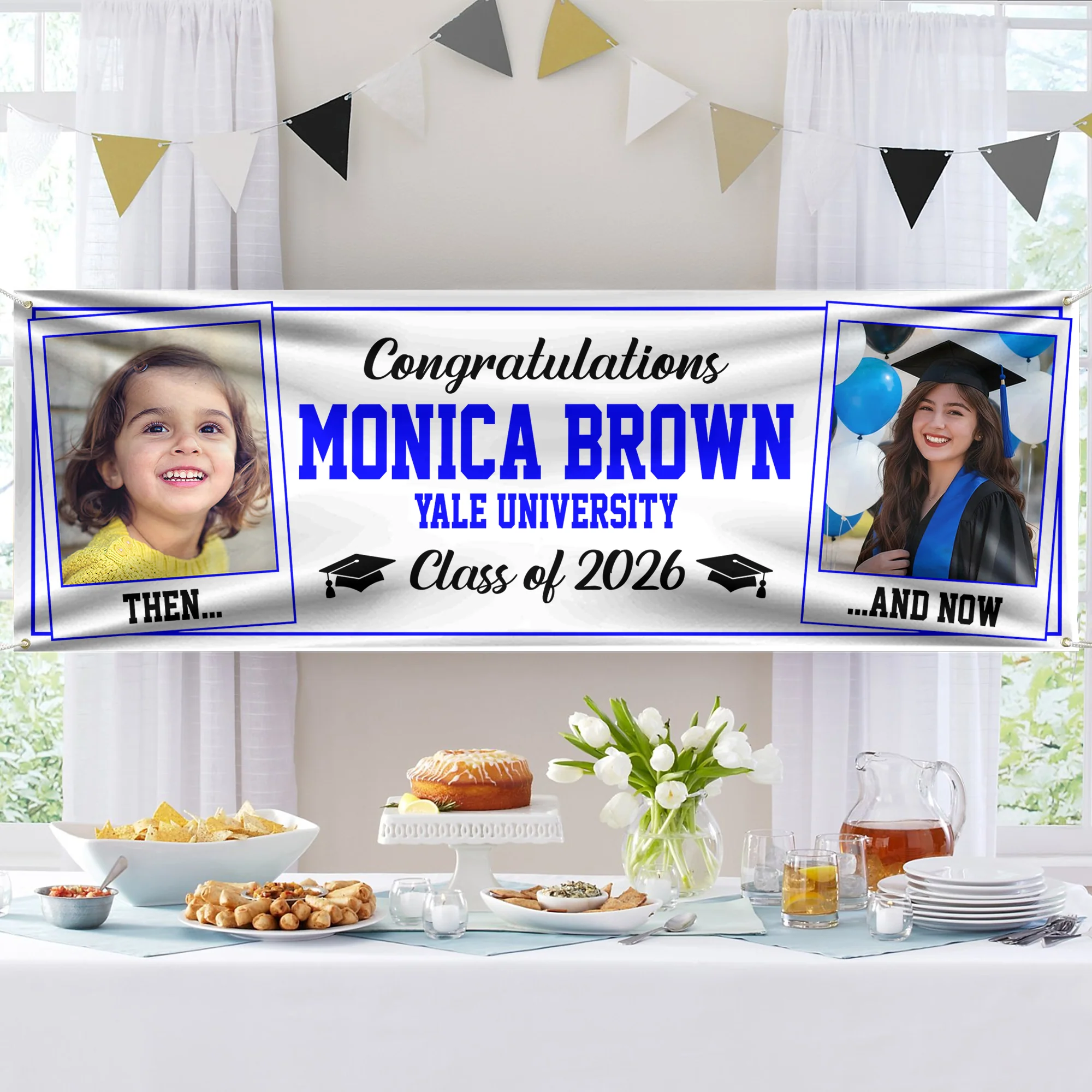 Custom Photo Class of 2026 Then And Now Personalized Banner Graduation Party Gift HA75 920622 - Image 3