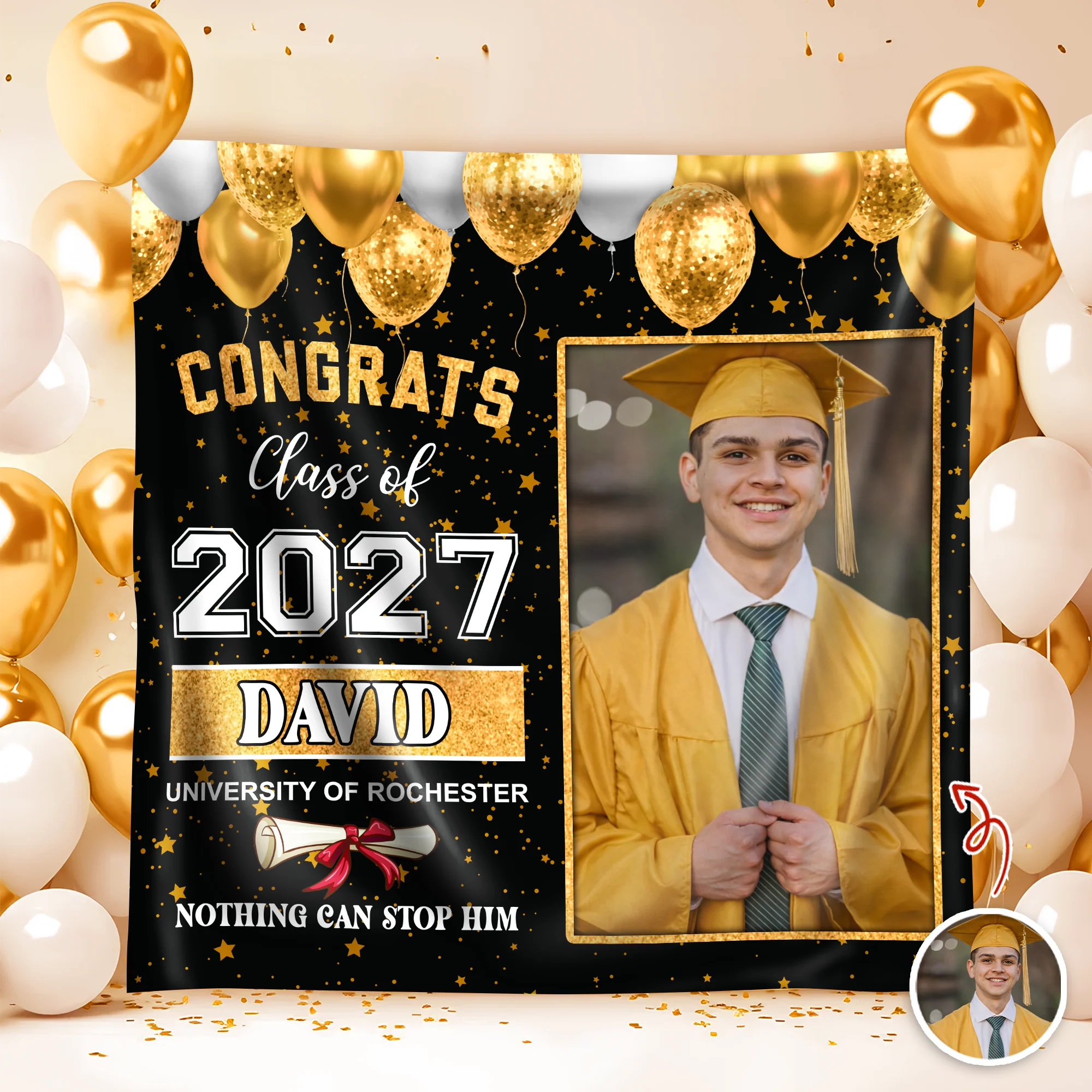 Custom Photo Congrats Class of 2026 Backdrop For Grad Party Decorations CH07 910864 - Image 4