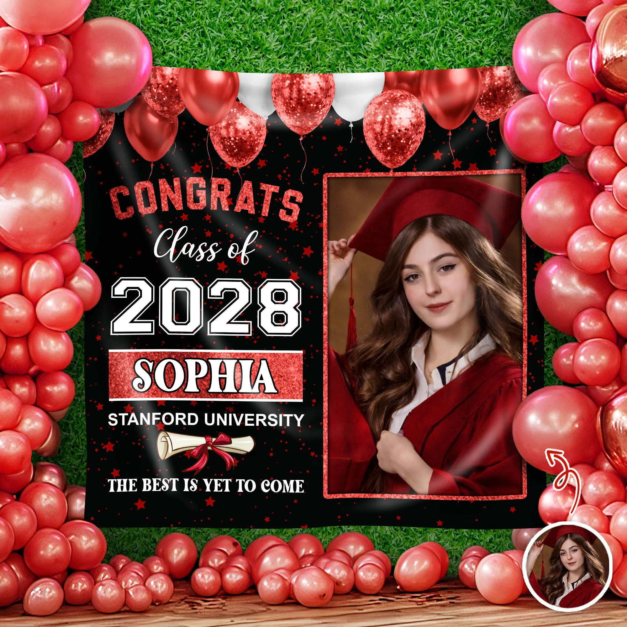 Custom Photo Congrats Class of 2026 Backdrop For Grad Party Decorations CH07 910864 - Image 5
