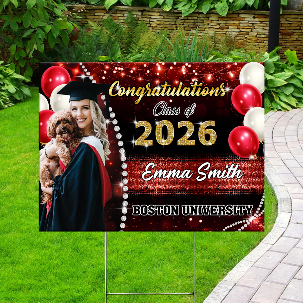 Custom Photo Congrats Class Of 2026 Graduation Balloons Yard Sign CH07 910706