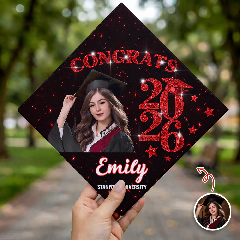 Custom Photo Congrats Graduate Class Of 2026 Glitter Cap Topper HO82 901878 - Image 2