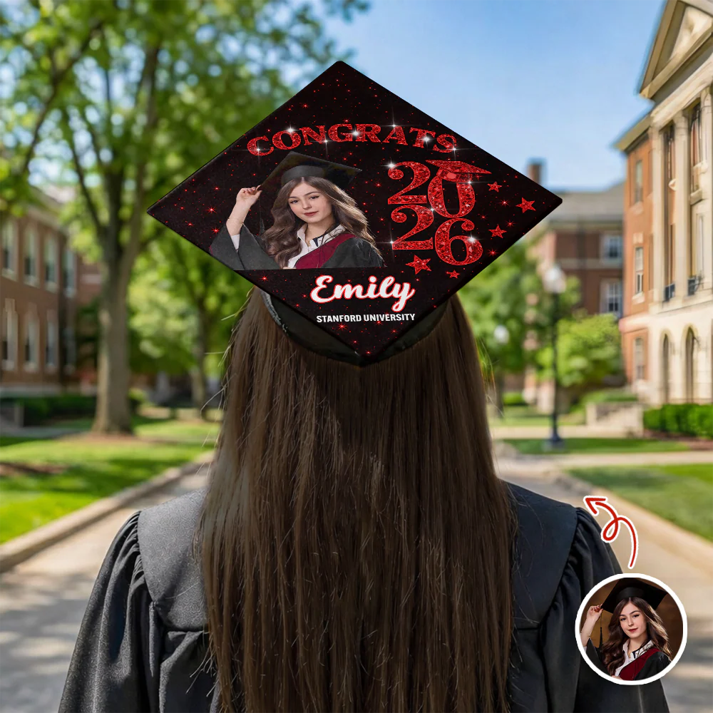 Custom Photo Congrats Graduate Class Of 2026 Glitter Cap Topper HO82 901878 - Image 5