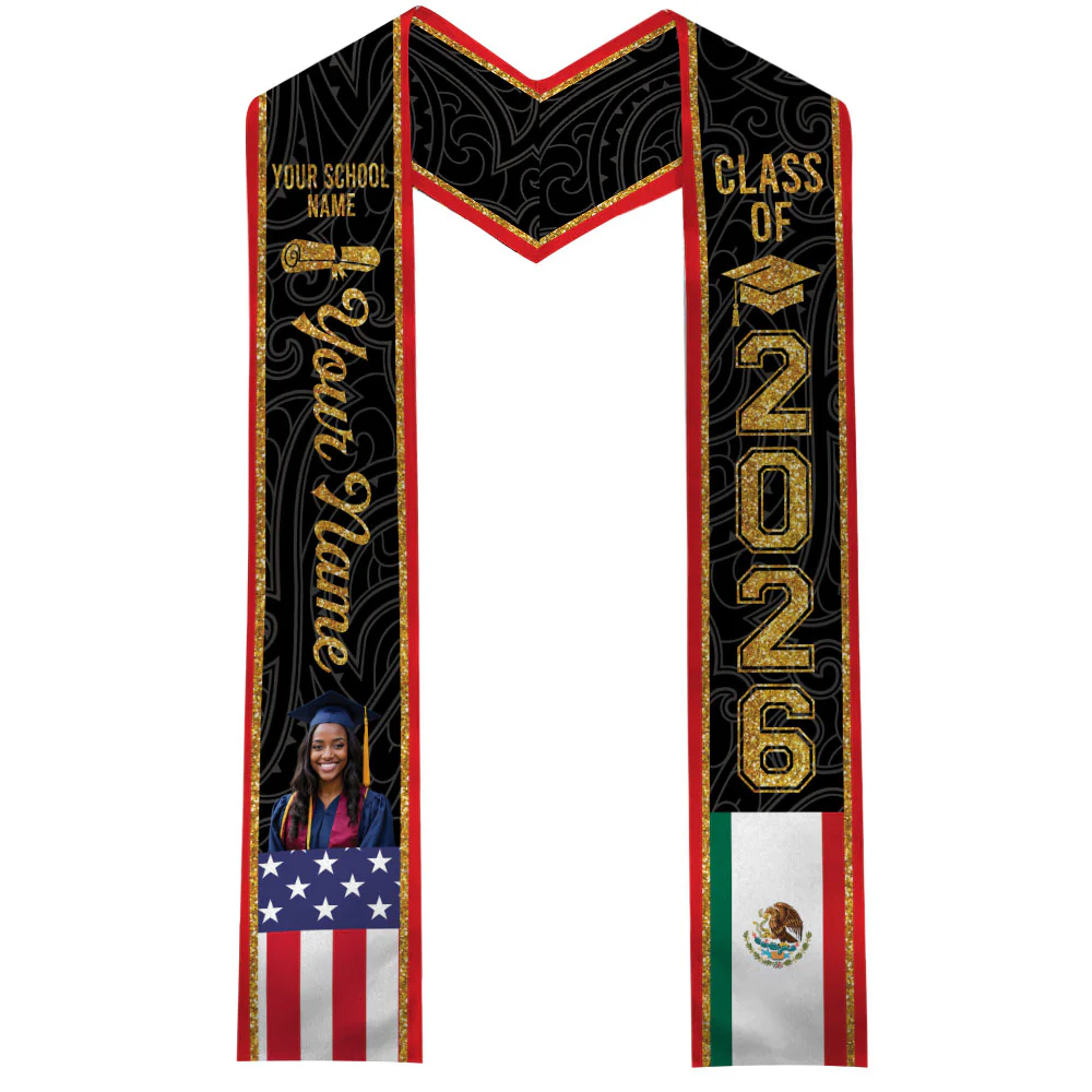 Custom Photo Country Flag Class of 2026 Graduation Stoles LM32 897701 - Image 8