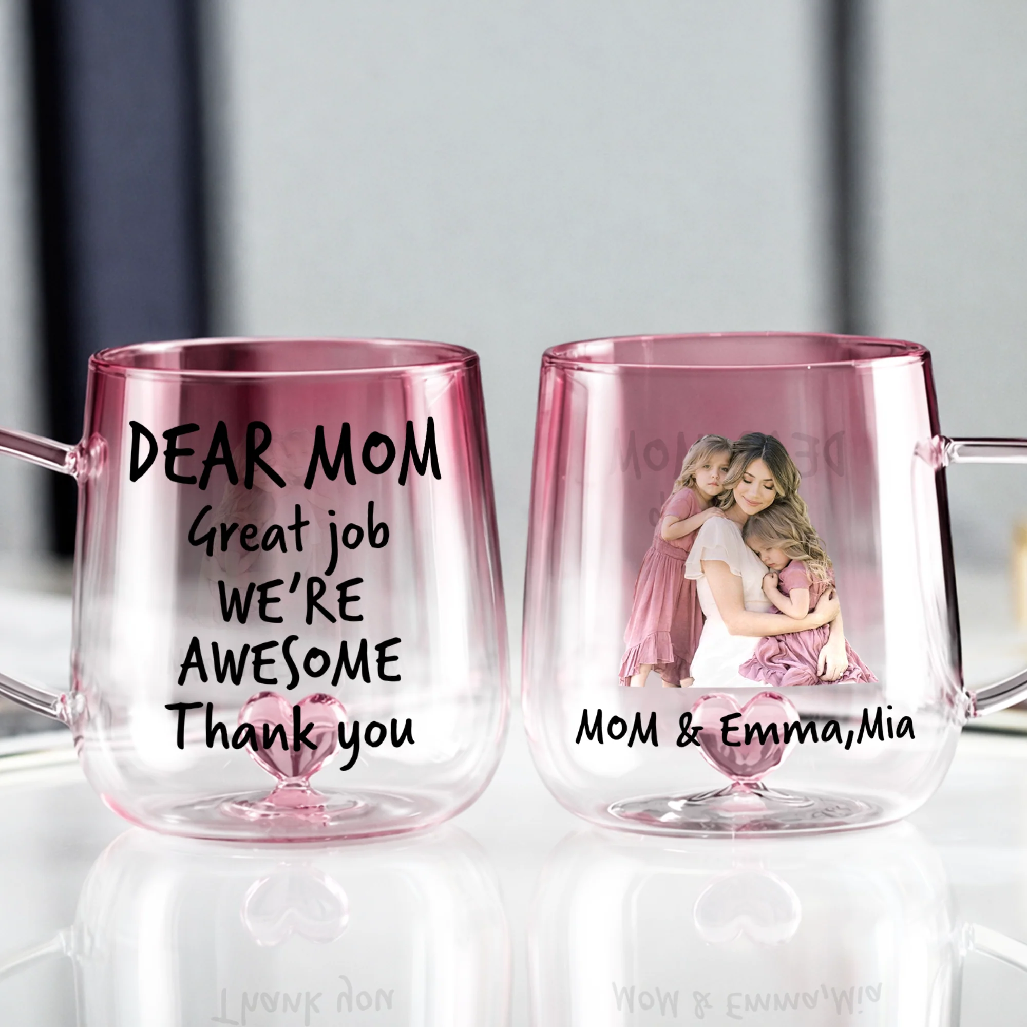 Custom Photo Dear Mom I Am Awesome Pink Gradient Glass Mug HO82 901790 - Image 5