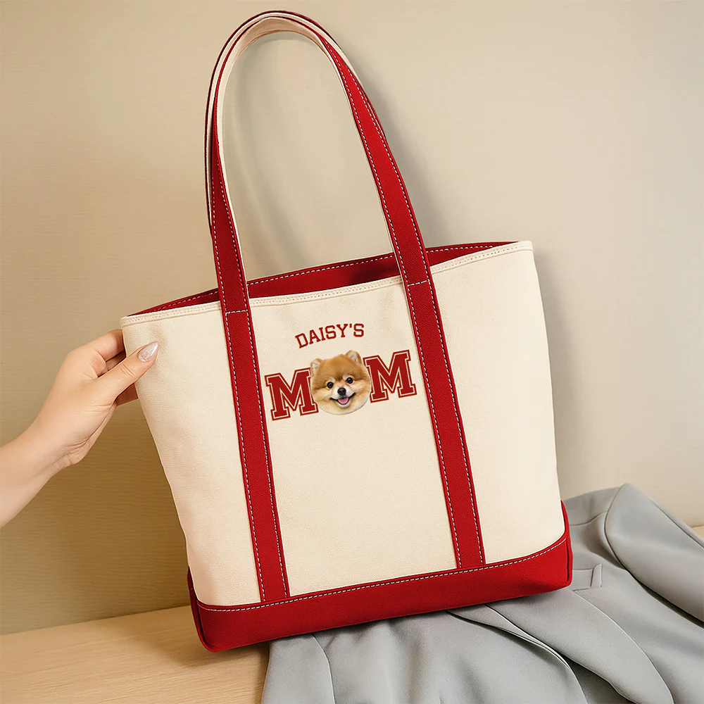 Custom Photo Dog Cat Mom Printed Monogram Beach Bag, Gift For Mother's Day, Dog Mom HO82 902014 - Image 4